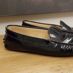Tods black patent loafers 6.5